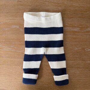 Hanna Andersson navy and white striped sweater leggings 6-12m